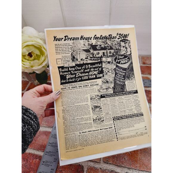 1950 "Your Dream House for Less Than $3.5k!" Monochrome Vtg Print Ad - Picture 3 of 7